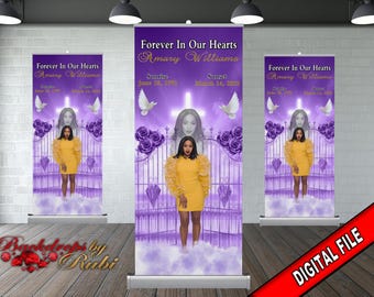 Memorial Retractable Banner, Funeral Banner, In Loving Memory Retractable, Memorial Banner, Happy Heavenly Birthday, Memorial Photo Backdrop