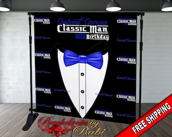 Classic Man Birthday Backdrop, Classic Man Step and Repeat Backdrop, 30th Birthday, 40th, 50th, 60th Backdrop, Men's Birthday Backdrop