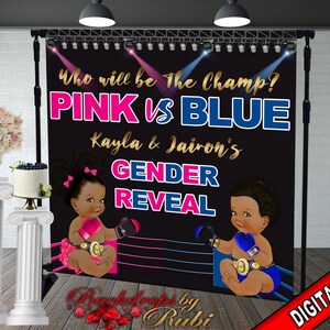 Boxing Gender Reveal Backdrop, Pink vs Blue Backdrop, Gender Reveal backdrop, Boy Or Girl, Gender Reveal Prince or Princess, Baby Boxer