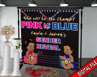Boxing Gender Reveal Backdrop, Pink vs Blue Backdrop, Gender Reveal backdrop, Boy Or Girl, Gender Reveal Prince or Princess, Baby Boxer