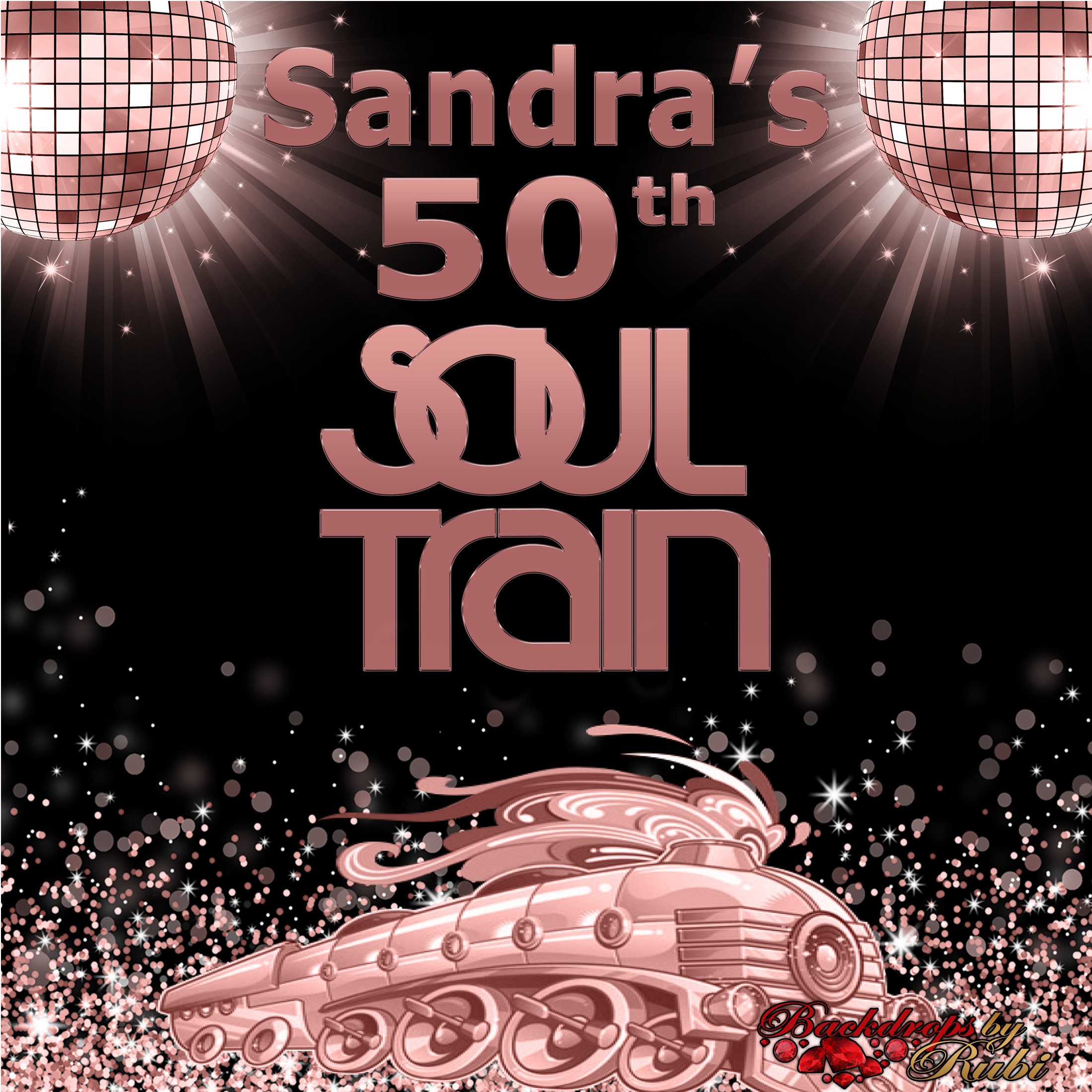 Round Soul Train Theme Happy Birthday Backdrop For Party