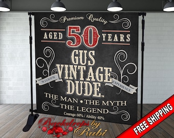 Vintage Dude Backdrop, 50th Birthday Backdrop, Aged to Perfection Backdrop, Vintage 50th Birthday, Vintage Dude Banner,Vintage Dude Birthday