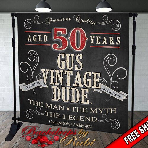 Vintage Dude Backdrop 50th Birthday Backdrop Aged to Etsy