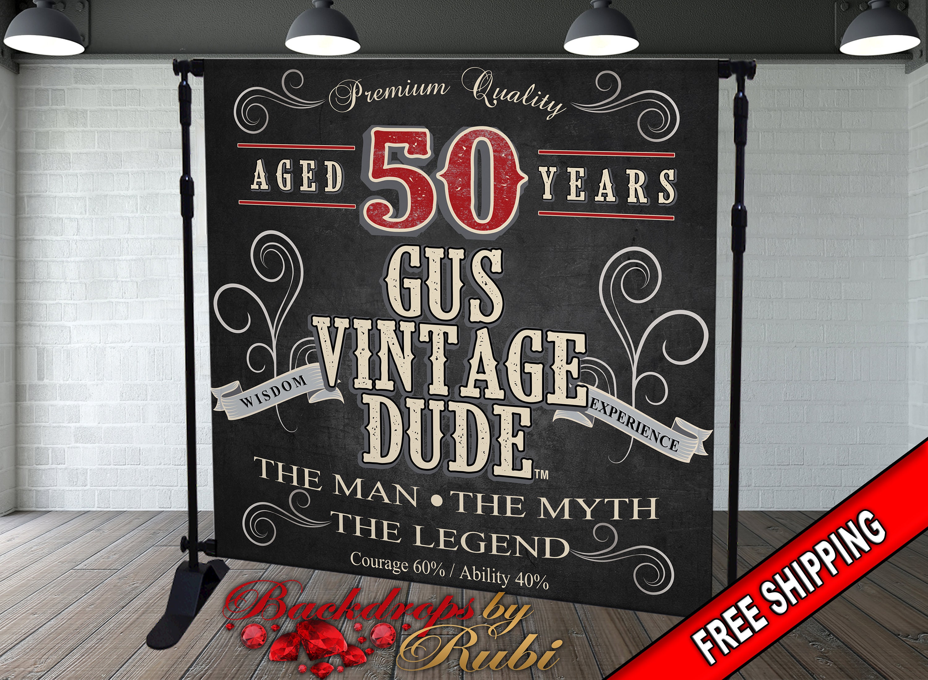Vintage Dude Backdrop 50th Birthday Backdrop Aged to Etsy