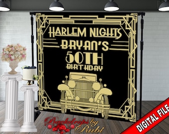 Harlem Nights Geburtstag Hintergrund, Harlem Nights Gold Hintergrund, Harlem Nights Party, Gatsby Backdrop, Harlem Nights Banner, Harlem Nights