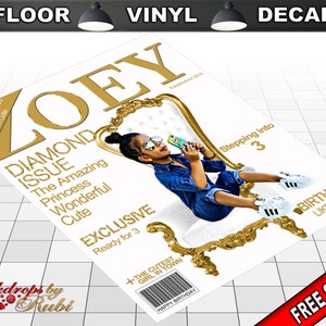 Magazine Cover Floor Decal, Magazine Cover Floor Sticker, Magazine Cover Decal, Photo Birthday Decal, Birthday Floor Decal, Birthday Vinyl
