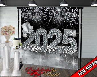 New Year&#39;s Step and Repeat Backdrop, New Year&#39;s Backdrop, New Year&#39;s Banner, 2025 Backdrop, 2025 Banner, New Years, Holiday Backdrops, 2025