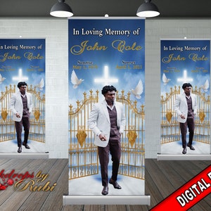 Memorial Retractable Banner, Funeral Banner, In Loving Memory Retractable, Memorial Banner, Happy Heavenly Birthday, Memorial Photo Backdrop