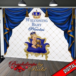 Royal Prince Theme Backdrop, Blue Crown Prince Backdrop, Royal Prince Baby Shower Photo Backdrop, Royal Blue Prince Backdrop, Little Prince