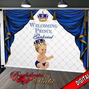 Royal Prince Theme Backdrop, Blue Crown Prince Backdrop, Royal Prince Baby Shower Photo Backdrop, Royal Blue Prince Backdrop, Little Prince