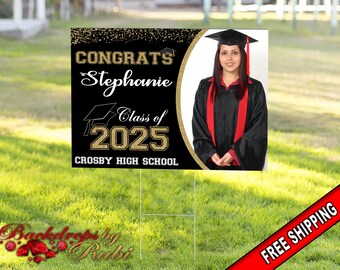 Graduation Yard Sign, Graduation Yard Sign with H-Stake, Graduation Sign, Class of 2025 Yard Sign, Senior Yard Sign, High School Yard Sign