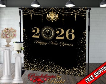 New Year's Step and Repeat Backdrop, New Year's Backdrop, New Year's Banner, 2026 Backdrop, 2026 Banner, New Years, Holiday Backdrops, 2026