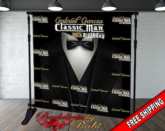Classic Man Birthday Backdrop, Classic Man Step and Repeat Backdrop, 30th Birthday, 40th, 50th, 60th Backdrop, Men's Birthday Backdrop