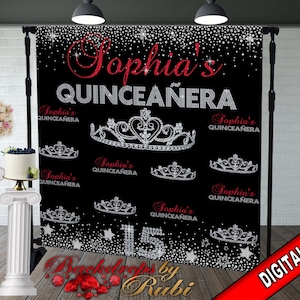 Quinceañera Step and Repeat, Quinceañera Backdrop, Custom Backdrop, 15th Birthday Backdrop, Quinceañera Banner, Sweet 16 Backdrop
