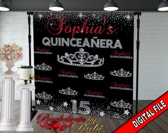 Quinceañera Step and Repeat, Quinceañera Backdrop, Custom Backdrop, 15th Birthday Backdrop, Quinceañera Banner, Sweet 16 Backdrop