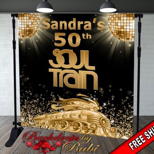 Soul Train Birthday Backdrop, Soul Train Gold  Backdrop, Soul Train Party, Soul Train Birthday Step and Repeat, Soul Train Banner