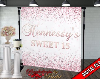 Birthday Backdrop, Quinceañera Backdrop, Custom Backdrop, 15th Birthday Backdrop, Quinceañera Banner, Sweet 16 Backdrop, Sweet 16 backdrop