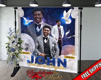 Memorial Backdrop, Funeral Backdrop, In Loving Memory backdrop, Memorial Banner, Happy Heavenly Birthday, Memorial Photo Backdrop, Memorial