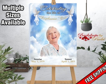 Memorial Canvas Sign, Funeral  Welcome Sign ,In Loving Memory Sign , Memorial Welcome Sign , Funeral Canvas Sign, Happy Heavenly Canvas Sign