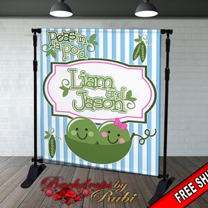 Two Peas in a Pod Backdrop, Two Peas in a Pod Banner, Sweet Peas in a Pot Twin Baby Shower, Two Peas in a Pod Baby Shower, 2 Peas In A Pod