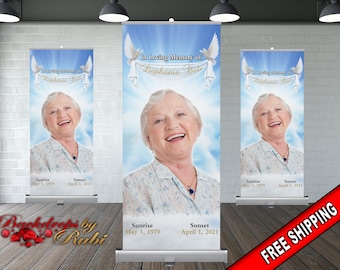 Memorial Retractable Banner, Funeral Banner, In Loving Memory Retractable, Memorial Banner, Happy Heavenly Birthday, Memorial Photo Backdrop
