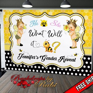 What Will it Bee Backdrop, Bee Baby Shower Backdrop, What Will it Bee Baby Shower, Bee Baby Shower, Bee Little Princess Backdrop, Bee Banner