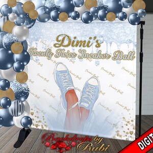 Sweet 16 Backdrop, Quinceañera Step and Repeat, sneaker ball Backdrop, Custom Backdrop, 15th Birthday Backdrop, Quinceañera Banner, sneaker