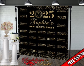 New Year&#39;s Step and Repeat Backdrop, New Year&#39;s Backdrop, New Year&#39;s Banner, 2025 Backdrop, 2025 Banner, New Years, Holiday Backdrops, 2025