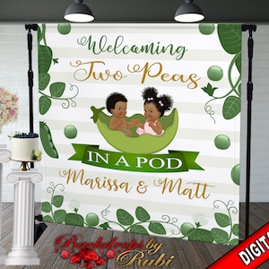 Two Peas in a Pod Backdrop, Two Peas in a Pod Banner, Sweet Peas in a Pot Twin Baby Shower, Two Peas in a Pod Baby Shower, 2 Peas In A Pod