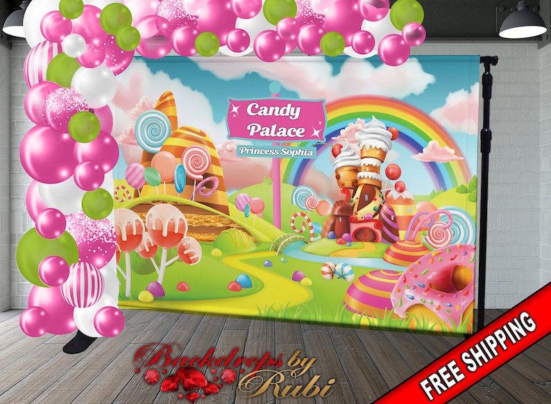 Candy Land Backdrop, Candy Land Banner, Candy Party Backdrop, Candy ...