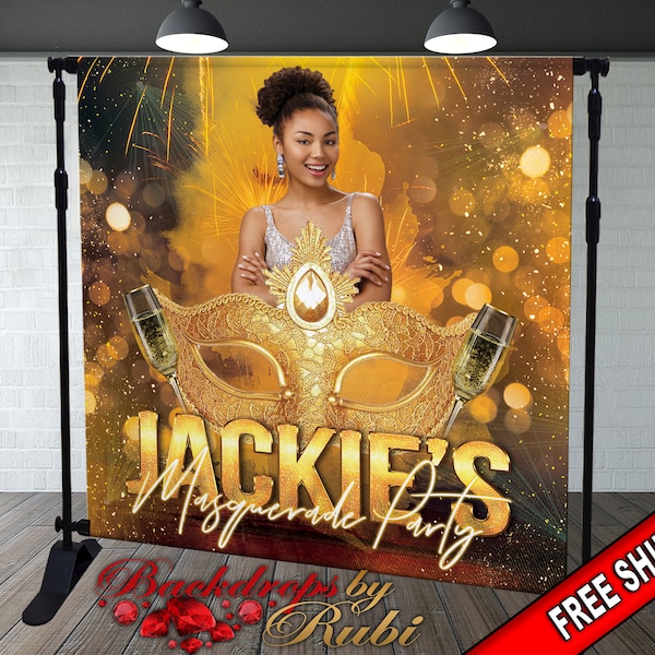 Aperturee Gold Purple Masquerade Custom Step And Repeat Banner