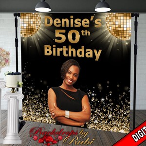 50th Birthday Backdrop, Women&#39;s Backdrop, Birthday Party Background, Birthday Step and Repeat Backdrop, 50th Step and Repeat Backdrop