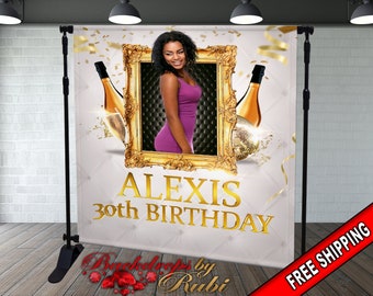 Birthday Backdrop, Custom Photo Birthday Backdrop, 21st Birthday Backdrop, Prom Backdrop, Birthday Banner, Photo Birthday Backdrop, 50th
