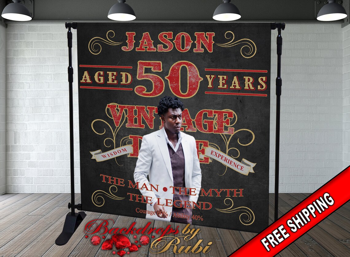 Vintage Dude Backdrop 50th Birthday Backdrop Aged to Etsy