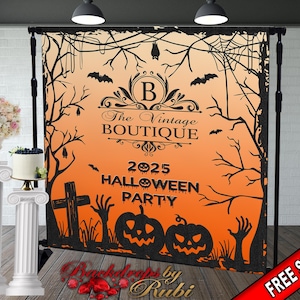 Halloween Business  Backdrop, Halloween Logo  Backdrop, Halloween Banner, Halloween  Custom Logo Backdrop, Halloween Party Backdrop