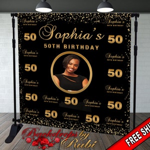 50th Birthday Backdrop, Women&#39;s Backdrop, Birthday Party Background, Birthday Step and Repeat Backdrop, 50th Step and Repeat Backdrop