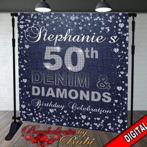 Denim and Diamonds  Backdrop, Denim and Diamonds Birthday Backdrop, Denim Backdrop, Diamonds Backdrop, Denim and Diamonds Step Repeat