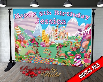 Candy Land Backdrop, Candy Land Banner, Candy Party Backdrop, Candy Party Background, Candy Sign, Sweet Shop Backdrop, Candyland Birthday