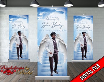 Memorial Retractable Banner, Funeral Banner, In Loving Memory Retractable, Memorial Banner, Happy Heavenly Birthday, Memorial Photo Backdrop