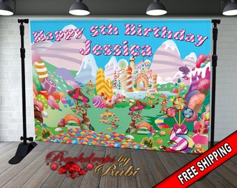Candy Land Backdrop, Candy Land Banner, Candy Party Backdrop, Candy Party Background, Candy Sign, Sweet Shop Backdrop, Candyland Birthday