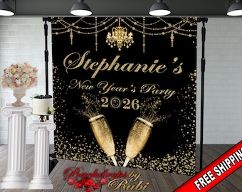 New Year's Step and Repeat Backdrop, New Year's Backdrop, New Year's Banner, 2026 Backdrop, 2026 Banner, New Years, Holiday Backdrops, 2026