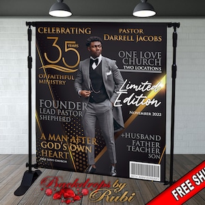 Magazine Cover Backdrop, Magazine Cover Birthday, Magazine Cover Banner, Magazine Church Backdrop, Magazine Men&#39;s Backdrop, Pastor Backdrop