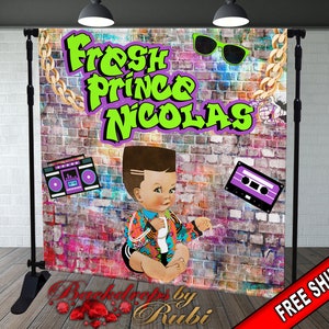Fresh Prince Baby Shower Backdrop, Fresh Prince Birthday Backdrop, Graffiti Backdrop, Graffiti Gender Reveal Backdrop, Graffiti Baby Shower