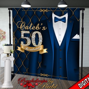 Classic Man Birthday Backdrop, Classic Man Step and Repeat Backdrop, 30th Birthday, 40th, 50th, 60th Backdrop, Classic Man Blue Backdrop