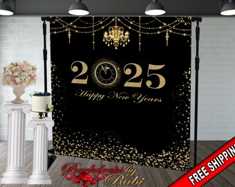 New Year&#39;s Step and Repeat Backdrop, New Year&#39;s Backdrop, New Year&#39;s Banner, 2025 Backdrop, 2025 Banner, New Years, Holiday Backdrops, 2025