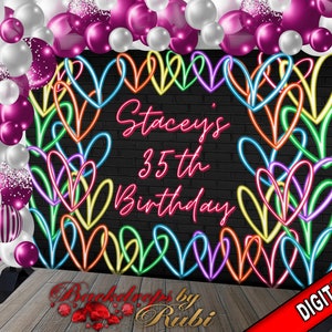 Graffiti Backdrop, Graffiti Banner, 80&#39;s 90&#39;s Hip Hop Rock Party Backdrop, Graffiti Hearts Backdrop, 90s Party Studio Props, Neon backdrop