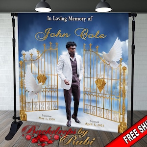 Memorial Backdrop, Funeral Backdrop, In Loving Memory backdrop, Memorial Banner, Happy Heavenly Birthday, Memorial Photo Backdrop, Memorial