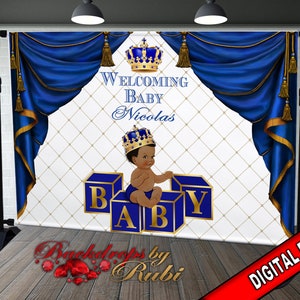 Royal Prince Theme Backdrop, Blue Crown Prince Backdrop, Royal Prince Baby Shower Photo Backdrop, Royal Blue Prince Backdrop, Little Prince