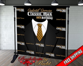 Classic Man Birthday Backdrop, Classic Man Step and Repeat Backdrop, 30th Birthday, 40th, 50th, 60th Backdrop, Men's Birthday Backdrop
