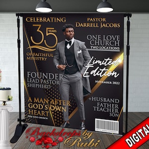 Magazine Cover Backdrop, Magazine Cover Birthday, Magazine Cover Banner, Magazine Church Backdrop, Magazine Men&#39;s Backdrop, Pastor Backdrop